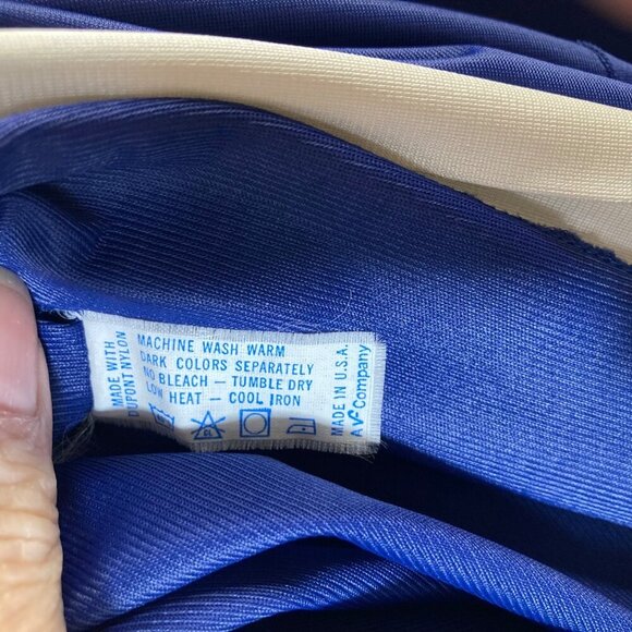 Womens Vintage Vanity Fair Nightgown Robe Set Navy White M Nylon Antron - Picture 10 of 11